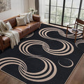 Tangsoo Easy Jute 5x7 Area Rug for Living Room,Black Thin Washable Rug Non Slip Rubber Backing Indoor Outdoor Carpet,Farmhouse Modern Throw Mat for Office Balcony Backyard Patio