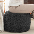 Round Pouf Ottoman 20 x 20 x 14 Inches Boho Poof Home Decor Floor Pouffe Ottoman Foot Rest for Couch Sofa Bean Bag Chairs Living Room Bedroom (Dark Gray)