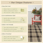 Jute Rug 6x9 for Living Room, Washable Black and Brown Rug for Dining Room, Indoor Outdoor Geometric Non Slip Vintage Farmhouse Carpet, Classic Beige Plaid Décor