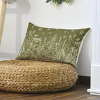 AVOIN colorlife Wildflowers Spring Antique Herbs Green Throw Pillow Cover, 12 x 20 Inch Flower Cushion Case Decoration for Sofa Couch