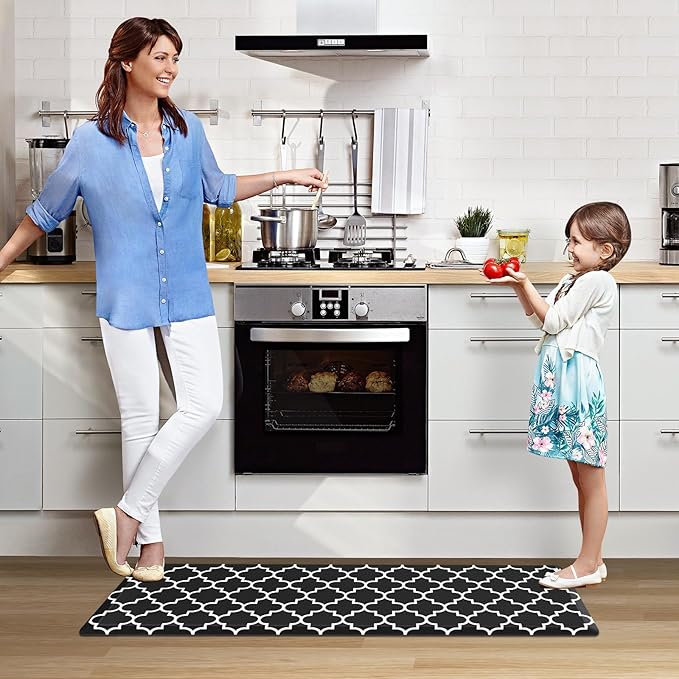 WISELIFE Anti Fatigue Floor Mat - 4/5 Inch Thick Kitchen Mat Non Slip Waterproof Heavy Duty Ergonomic Comfort Mat Durable for Home, Office, Sink, Laundry,(22" x 54", Black)