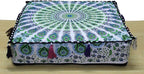ICC Large Square Cotton Mandala Cushion Cover Hippie Ottoman Pouf Cover Daybed Floor Pillow Cover with Heavy Duty Zipper Seating Ottoman Poufs Dog-Pets Bed (Green Peacock, 18" Square)