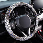 SEG Direct Steering Wheel Cover Handwoven Flax with Geometric Patterns, Anti-Slip & Breathable, Ethnic Style Steering Wheel Protector, Fits 14.5" - 15.25" Wheels