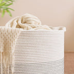 CLHMILY&Z Large Storage Basket - 20x13 Inches - Blanket Basket for Living Room, Woven Storage Basket, Large Laundry Basket for Clothes, for Tree Plant, Mix White