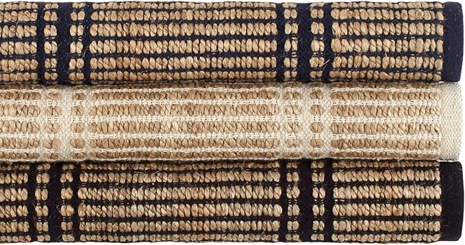 Dash & Albert Arbor Handwoven Jute Rug, 8 X 10 Feet, Navy Stripe Pattern