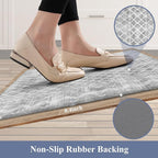 HEBE Anti Fatigue Kitchen Mat Set of 2 Non Slip Cushioned Kitchen Mats for Floor Waterproof Farmhouse Kitchen Rugs and Mats Set Comfort Standing Desk Mat Carpet for Sink,Office,Laundry