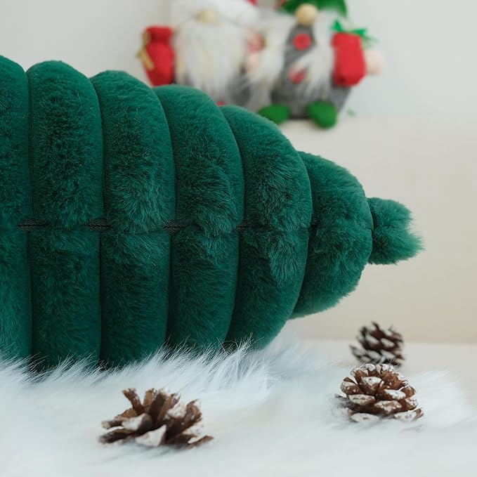JOJUSIS Pack of 2 Faux Fur Plush Decorative Throw Pillow Covers Couch Cushion Case Soft Pillowcases (Dark Green, 16 x 16-Inch)