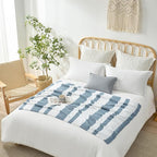 Snuggle Sac Blue Striped Throw Blanket, 50x60 Soft Reversible Fuzzy Knit Throw for Couch, Sofa, Bed, Travel, Cozy Plush Microfiber Blanket for Women & Gift Giving