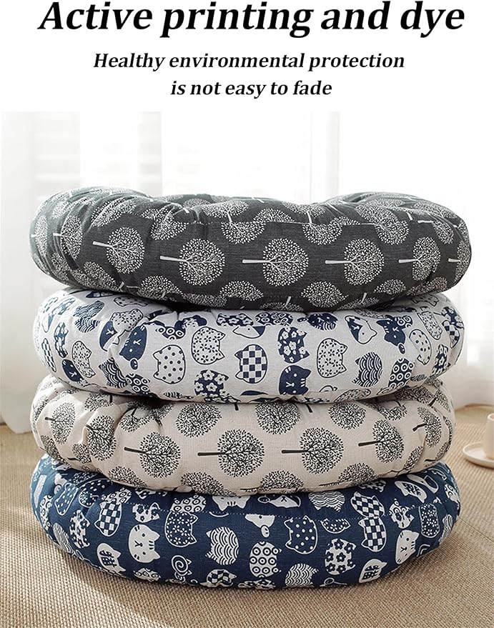 Large Round Floor Cushion, Comfortable Cotton and Linen Boho Meditation Pillow Tatami Seating Cushion for Room Reading Book Nursery Room Balcony,O,60 * 60cm