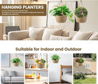 MY MIRONEY 2PCS Hanging Planter Basket Natural Seagrass Woven Plant Pot Hanger Hanging Plant Holder with Twine for Home Decor, Indoor & Outdoor Use, 8.11" x 4.96", Khaki