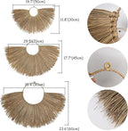 PEMAR Rustic Boho Wall Hanging Decor: Set of 3 Woven Seagrass Fans - Perfect for Living Room, Bedroom & Headboard Art (XL: 35.4" D, L: 27.6" D, M: 19.7" D)