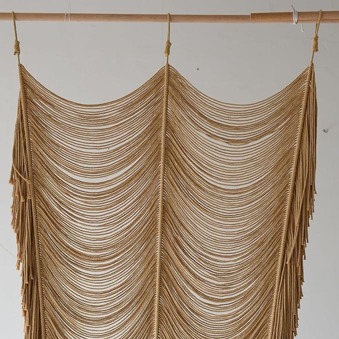 Macrame Curtain Boho Curtain Room Divider Doorway Wall Decor Fiber Yarn Art Craftsmanship Bedroom Wedding Backdrop 41" W x 75" L（1 Panel