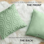 decorUhome Cozy Textured Throw Pillow Covers 16x16 Inch Set of 2, Soft Plush Faux Wool Sage Green Accent Couch Pillow Covers for Modern Farmhouse Sofa Bed Living Room