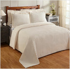 Better Trends Chenille Bedspreads Full/Double Size, Ivory 100% Cotton Chenille Stripe Design Tufted Bedding Coverlet Soft Lightweight, 81"x110" 1 Pieces Jullian Collection