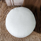 SUTAVIA Pouf Ottoman Cover Unstuffed Pouf Seat Decorative Soft Storage Bean Bag 20x20x8 Inches Floor Footrest for Living Room Bedroom (White, Round)