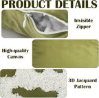 Breling Set of 2 Olive Green Velvet Embroidery Christmas Pillow Covers18x18 Winter Snowflake Pillow Covers Decorative Soft Tufted Luxury Christmas Tree Cushion Cover for Couch Sofa Bed Holiday Decor