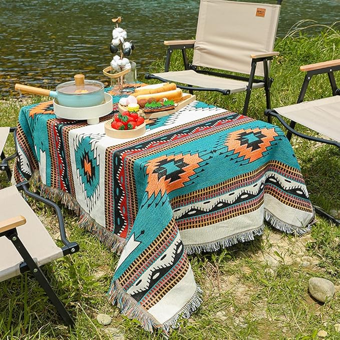 Hopstar Aztec Throw Blanket Navajo Indian Blankets and Throws Boho Western Decor Couch Cover Blanket for Bed Sofa Living Room Beach Travel 51"x63" (Colin)