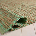 SAFAVIEH Area Rug 4x6 - Cape Cod Collection - Green & Natural, Handmade Jute & Cotton, Ideal for Living Room, Bedroom, Dining Space (CAP236Y)