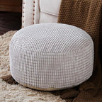 SUTAVIA Pouf Ottoman Cover Unstuffed Pouf Seat Decorative Soft Storage Bean Bag 20x20x8 Inches Floor Footrest for Living Room Bedroom (Light Gray, Round)