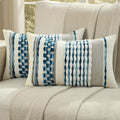 FUTEI Blue Accent Throw Pillow Covers Set of 2, 12x20 Inch Plush Tufted Striped Textured Decorative Pillow Cases for Farmhouse Boho Couch Decor