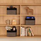 Small Organizing Baskets for Cubes Shelf, 9.7x9.7x7.1 Inch Rope Woven Storage Bins for Nursery Shelves Storage, Cute Toy Basket, Square 3 Packs Black Brown
