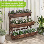 3-Tiers Wooden Raised Garden BedPlanter Box Gardening Outdoor Planter Box Patio Kit Tiered Planter Box Vertical Garden Planter Wood Plant Stand for Patio, Balcony, Freestanding (Carbonized L)