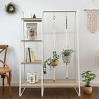 2 Packs Macrame Plant Hanger Colored Braided Polyester Rope Outdoor Indoor Adjustable Hanging Planter for up to 10 Inch Plant Pot Modern Boho Home Decor (Ivory/Forest Green)