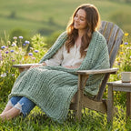 Amélie Home Chunky Knit Throw Blanket for Couch, Soft Chenille Crochet Blanket, 60"x80", Sage Green