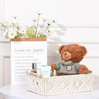 ANMINY 3PCS Macrame Storage Baskets for Organizing Boho Decor Baskets Storage Bins with Wood Handles Handmade Decorative Storage Boxes with Removable Liner Toilet Tank Bathroom Self Basket Organizer