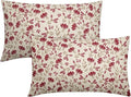 Brown Red Floral Pillow Covers 12x20 Set of 2 Vintage Rustic Old Style Cute Small Flower Print Rectangle Decorative Outdoor Pillowcases Farmhouse Throw Cushion Case Decor for Couch Sofa Bed