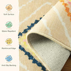 Area Rug 5x7 Rug Machine Washable Non-Slip Low Pile Print Pattern Western Rug for Living Room Bedroom Entryway Tribal Series -Cream/Beige