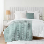 Battilo Sage Green Throw Blanket for Couch, 51"x67", Soft Cozy Chenille Throw Blanket, Knit Blanket Sage Throw, Decorative Boho Throw Blanket for Living Room