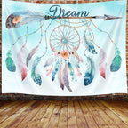 Dream Catcher Feather Mini Tapestry, Native American Arrow Dreamcatcher Tapestry Wall Hanging for Teen Girl Bedroom, Blue Teal Bohemian Bohemian Tapestries Living Room College Dorm Home Decor (40W X