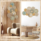 11 Pcs Boho Hanging Wall Basket Decor Handmade Woven Basket Wall Decorative Boho Wicker Baskets Placemats Round Farmhouse Bulrush Art for Rustic Home Decorations Christmas Gift(Bright)