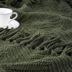 BATTILO HOME Olive Green Throw Blankets for Couch, Knitted Green Throw Blanket for Bed, Super Soft Warm Large Throws for Home Decor, 60" x 80"