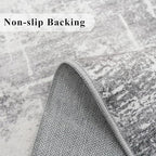 Washable Abstract 2x6 Kitchen Rug: Non-Slip Sink Stove Floor Mat Water-Resistant Entryway Bathroom Carpet Soft Dining Room Bedroom Runner for Family with Elderly Dogs Modern Home Decor(2x6 Light/Grey)