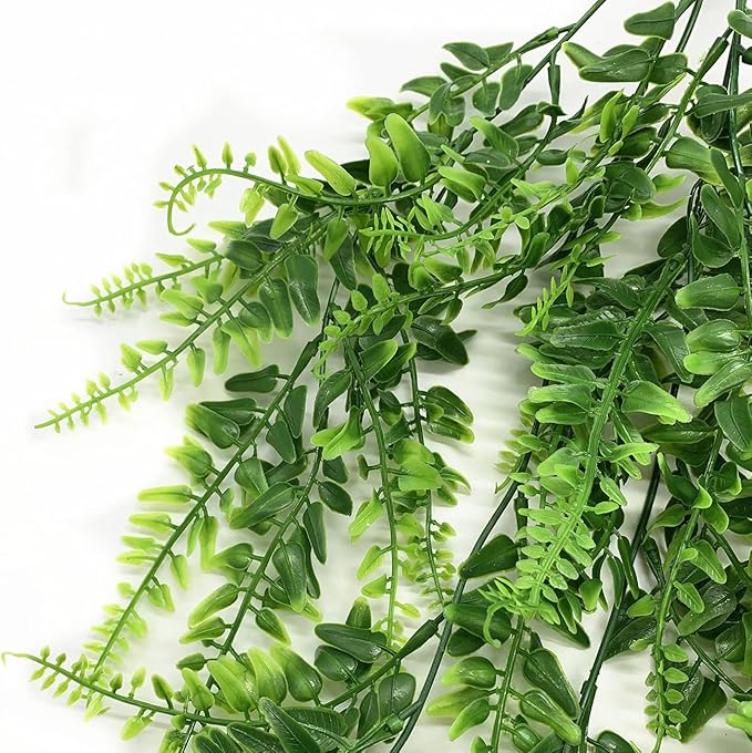 CATTREE Artificial Hanging Vines Plants Fake Boston Ivy Ferns 4 Pcs Plant, Faux Vine Greenery Leaves Rattan for Outdoor UV Resistant for Wall Indoor Hanging Baskets Wedding Party Garland Décor