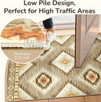 Area Rug 6x6 Rug Machine Washable Non-Slip Low Pile Print Pattern Western Rug for Living Room Bedroom Entryway Tribal Series -Cream/Camel