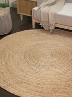 Chardin home Hand Woven Natural Jute Braided Rug – 8' Round | Rustic Boho Farmhouse Reversible Area Rug for Living Room, Dining Room, Nursery, Entryway, Study, or Patio | Solid Natural Fiber Rug