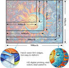 Sun and Moon Tapestry Boho Hippie Orange Red Blue Floral Tapestry for Bedroom Aesthetic Abstract Plant Flowers Stars Small Tapestries Wall Hanging for Living Room Dorm 80 x 60 Inch