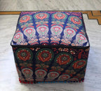 CRAFT KALA Large Hippie Mandala Meditation Floor Ottoman Pillow Cushion Pouf Cover Square Poufs Cover Bohemian Floor Cushion Case Outdoor Fireplace Living Room Decor 22X22X14 inches, Multi Mirchi