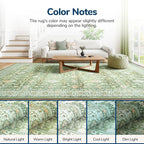 Lessymo Washable Area Rug for Living Room,8x10 Light Green Large Rugs with Non-Slip Backing,Soft Boho Carpets for Bedroom Dining Room Nursery Home Office