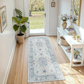 Area Rugs 2'x5' Runner Rug Non Slip Washable for Kitchen Hallway Bedroom Beside Laundry Room Bathroom Rug, Floor Carpet, Light Blue Navy Beige Gray White