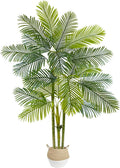 Artificial Palm Tree, 7ft Fake Areca Palm Plant with Basket, Large Faux Phoenix Palm UV Resistant Plants for Indoor Outdoor Home Garden Patio Office Décor