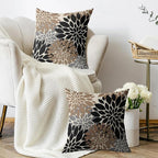 Black Light Brown Pillow Covers 20X20 Inch Set of 2, Spring Summer Floral Dahlia Flower Cream Decorative Throw Pillow Covers Outdoor Modern Farmhouse Cushion Case for Home Couch Sofa Bed Decor