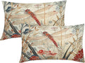Kawani Summer Dragonfly Lumbar Pillow Covers 12X20 Inch Red Floral Flower Botanical Nature Decorative Pillow Cases Set of 2 Vintage Farmhouse Throw Pillows for Cushion Sofa Couch Outdoor