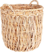 Household Essentials Brown Tall Round Wicker Storage Basket 19'' x 25''