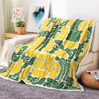 Boho Abstract Colorful Floral Throw Blanket, Vintage Retro Patchwork Yellow Green Flower Botanical Geometric Aesthetic Groovy Flannel Throw Blanket for Chair Bed Sofa Couch, 50X60IN