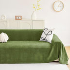 hyha Couch Cover for Dogs, Boho Sofa Covers for 3 Cushion Couch Washable, Chenille Sofa Slipcover for Pets, Soft Loveseat Sectional Couch Throw Blankets with Tassels (Green, 71x91 Inch)