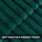 Pack of 2 Faux Fur Fall Throw Pillow Covers 12x20 Inch, Soft Plush Striped Neutral Couch Pillow Cover, with Velvet Back Modern Home Decor for Sofa Living Room Couch Bed Blackish Green
